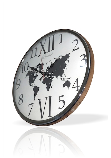 Parlak Metalik Kromajlı Çerçeve Bombe Camlı 36 Cm Duvar Saati Metal - Beyaz