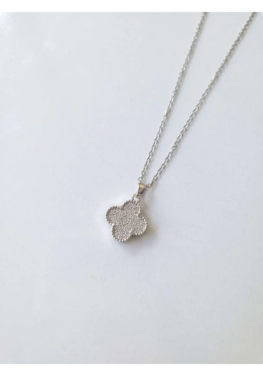 Çelik Silver Taşlı Kadın Kolye Sevgiliye Hediye 40 - 45 CM Gümüş