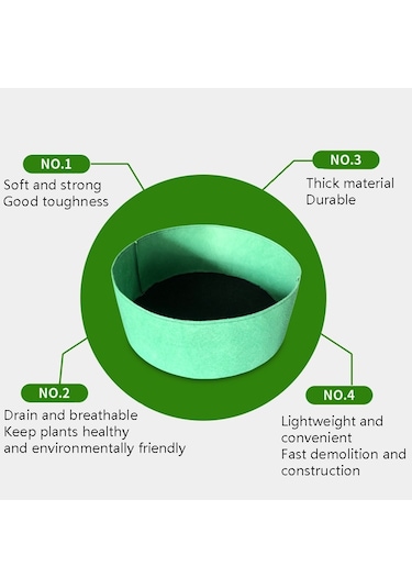 80x30cm 150l Keçe Dikim Varil Kapalı Dış Yuvarlak Bitki Çantası Dokumasız Fide Çantası Siyah