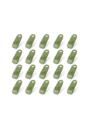 Tenfowee 20 Adet Yeşil Nylon Kamperlik Klipsi - Açık Hava, Kamp, Yolculuk İçin Rüzgar Dayanıklı Tenteği Klemensi Koyu Yeşil