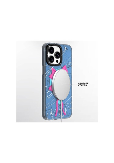 İphone 15 Pro Max Uyumlu Kılıf Magsafe Şarj Özellikli Youngkit Anti-trend Serisi Kapak Mavi