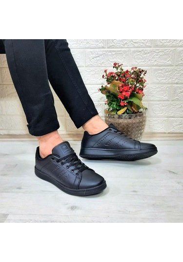 Bestof 041 Siyah-siyah Sneaker Düz Taban Spor Ayakkabı 001
