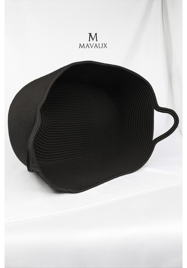 Hasır Jüt Dekoratif Sepet 20x30x50 Cm, Oyuncak, Çamaşır, Banyo, Mutfak Ve Düzenleyici Saklama Sepeti Siyah