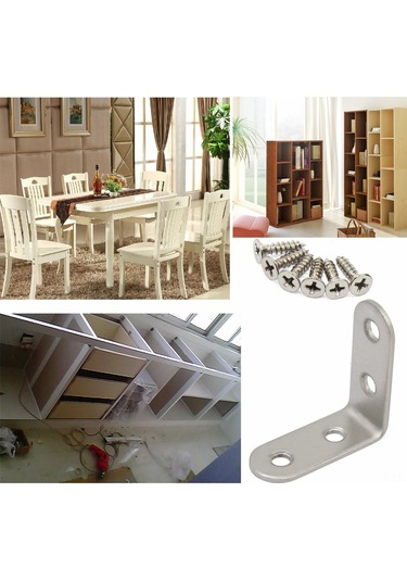 Youtek 10 Adet Paslanmaz Çelik 90 Derece Açı Braketi - 40x40mm, 4 Delikli, 40 Vidalı, Dayanıklı Raf Ve Mobilya Donatı Diğer