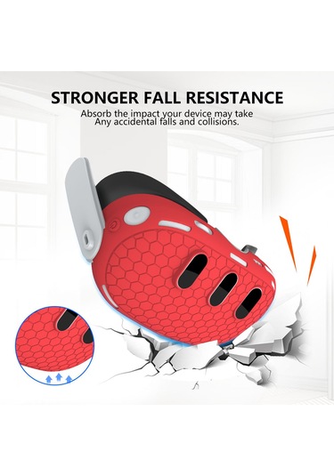 Meta Quest 3 İçin Koruyucu Kılıf Vr Kulaklık Kaymayı Önleyici Düşmeyi Önleyen Silikon Kapak - Siyah