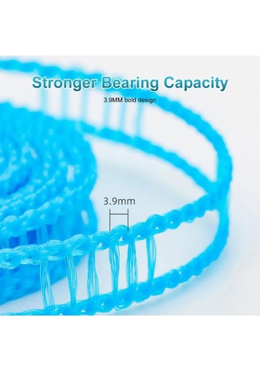 Kalınlaştırılmış Çamaşır İpi Kaymaz Rüzgar Geçirmez Çamaşır Askısı İpi Taşınabilir Ev Çamaşır Malzemeleri Kamp Aksesuarları Rastgele Renk Mavi