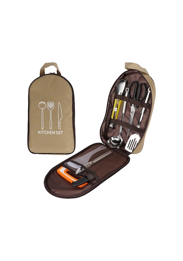 Symbee Kahverengi Kamp Çadır Mutfak Gereçleri Çantası Nilon Taşınabilir Outdoor Malzeme Saklama Çantası Kahverengi