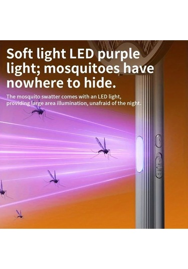 Boatshop1 Grey Katlanabilir Elektrikli Sivrisinek Raket Ve Lamba Akıllı Böcek Kontrolü 5 Sahne İçin Uygun