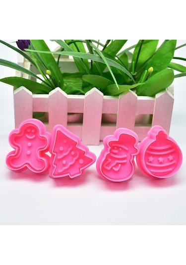 4 Adet Noel Çerezleri Fondan Kalıp Kek Çikolata Pişirme Kalıp Zanaat Dekor