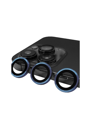Mey İthalat Apple, Uyumlu iPhone 15 Pro Max Raze Metal Kamera Lens - Lacivert