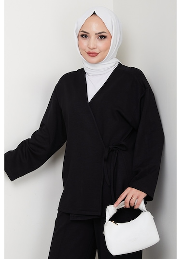 Kimonolu Oysho İkili Takım 1623 - Siyah Siyah