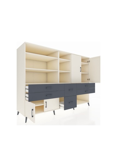 Kronos Dolap 10 Raflı 6 Çekmeceli 4 Kapaklı 220x59x163 Aytaşı-ayt Aytaşı-aytaşı/antrasit