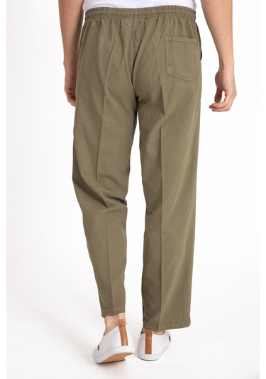 Erkek Ham Bez Lastikli Yüksek Bel Rahat Kalıp %100 Natural Pamuk Eşofman Alt Pantolon Alt Giyim 2188-Kahve Rengi Çok Renkli