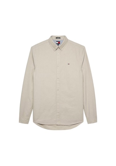 Erkek Regular Fit Düğmeli Yaka Oxford Gömlek - Bej-9070 Silt