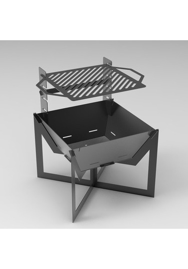 Portatif Ateş Çukuru Kademeli Izgaralı Ve Ayaklı Bahçeniz İçin De Siyah