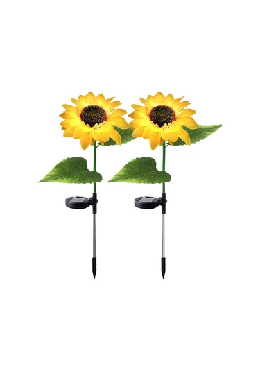 Qingmipy 2'li Ayçiçeği Şekilli Güneş Enerjili Bahçe Aydınlatma Lambaları, Otomatik Açma/kapama, Su Geçirmez, Patio Ve Çim Alanlar İçin Dekoratif Aydınlatma Ilık Beyaz