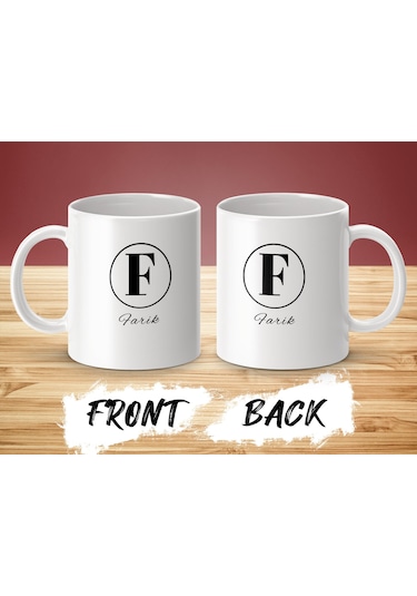 Farik İsimli Kupa Bardak, Harfli Bardak, Hediye Kupa Bardak, Kahve Kupa Bardak Beyaz