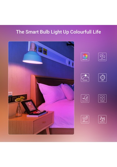 Xiyyadms E26 Wifi Akıllı Ampul 9w - Rgb Ve 2700k-6500k Işık, App Ve Ses Kontrolü, Zamanlayıcı, 120v Amerikan Standartı