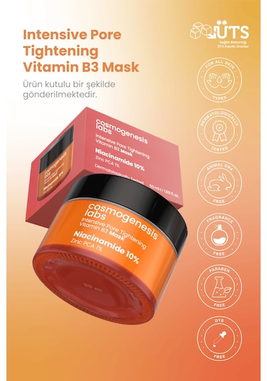 Cosmogenesis Labs %10 Niacinamide Krem Maske 50ml – Durulanan Yüz Maskesi Gözenek Sıkılaştırıcı Sivilce Karşıtı Vegan