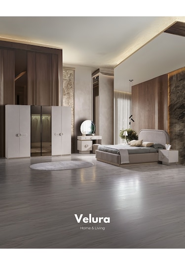 Moon 6 Kapaklı Aynalı Gardırop Dolap Ekru