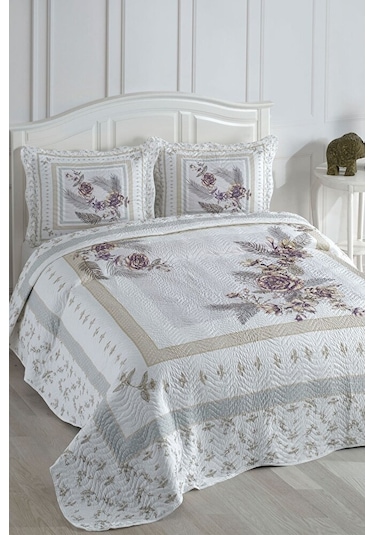 Asya Lila Çift Kişilik Kapitone Yatak Örtüsü
