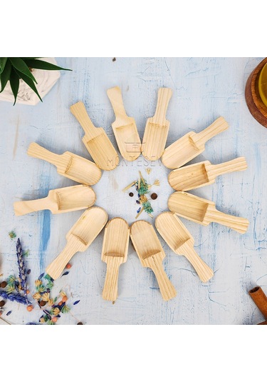 Nergis Ahşap Tahta Servis Baharat Şeker Kahve Reçel Kaşığı 12 Li