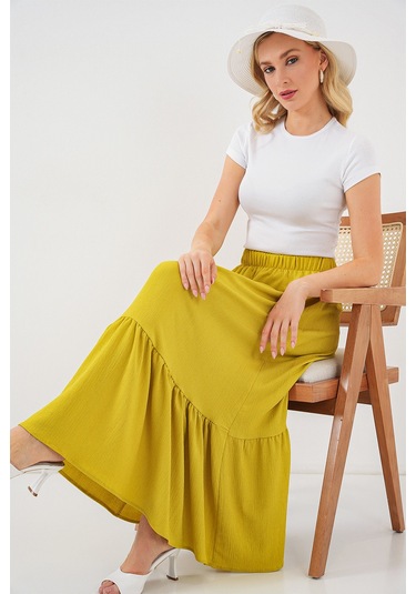 1886 Uzun Örme Etek - Hardal Hardal