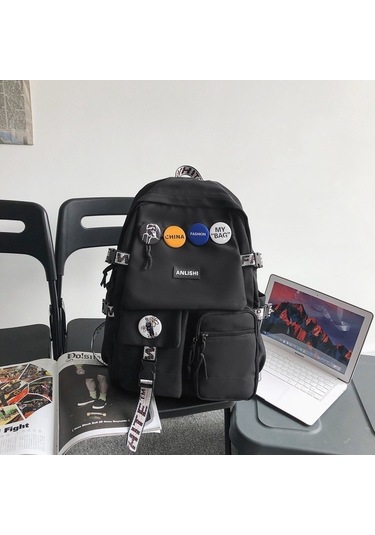 Geniş Kapasiteli Okul Çantası Lise, Ortaokul Ve İlkokul Öğrencileri İçin Ergonomik Sırt Çantası, Üniversite Ve Seyahat İçin Pratik Tasarım Siyah