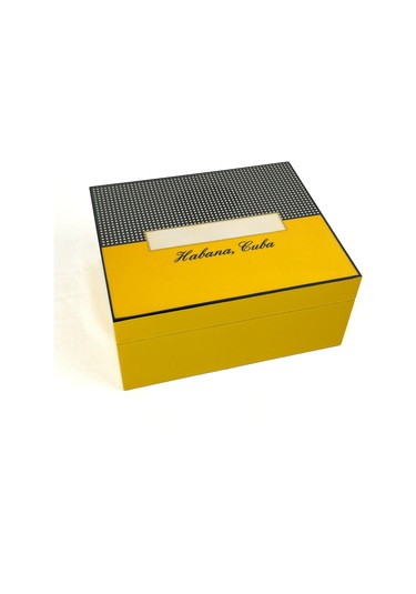 Puro Saklama Kutusu - Humidor Sarı/kareli