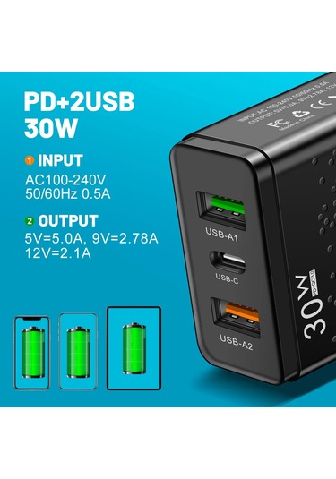 30w Usb C Şarj Cihazı Hızlı Şarj Pd Hızlı Şarj Cihazı 3.0 Duvar Şarj Cihazı İphone 15 Xiaomi 13 Poco Samsung Oneplus Telefon Adaptörü