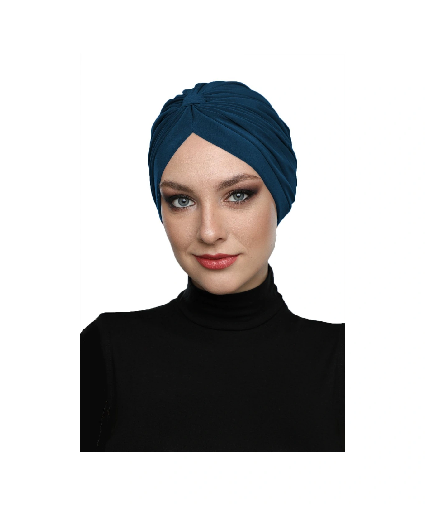 Çapraz Bantlı Petrol Hazır Türban Tesettür Havuz Bonesi Petrol