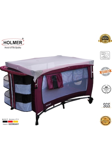 Holmer Kids Maxi Comfort Coolstyle Anne Yanı Oyun Parkı Beşik + Aloevera Yatak - Mürdüm