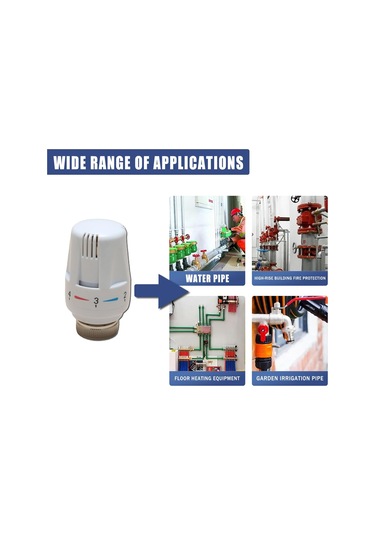 Termostatik Başlık 2'li Radyatör Vanası Seti, M30 X 1,5 Dişli İçin Termostatik Isıtma Başlığı, Isıtma Regülatörü, Termostatik Başlık Beyaz