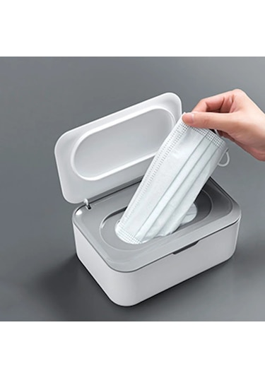 Beyaz-ıslak Mendil Saklama Kutusu Kapaklı Ev Masaüstü Kağıt Mendil Dağıtıcı Peçete Durumda Peçete Saklama Kutusu Tutucu Konteyner