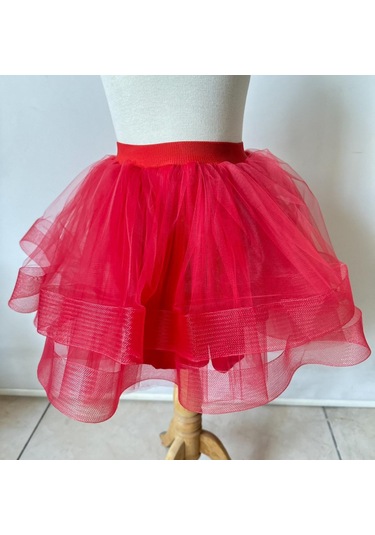 Gala Katkatlı Kız Çocuk Tütülü Etek Kırmızı