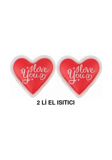 2 Adet Kalpli Sevgi Mesajlı Cep Sobası,el Isıtıcı,sıcak Su Torbası Pvc 9cm Kırmızı