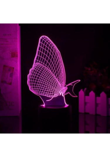 Szypzstore 3d Kelebek Gece Işığı Lambası Illusion 7/16 Renkli Uzaktan Kumanda + Dokunmatik Masa Lambaları Usb Şarjlı Doğum Günü Xmas Hediye Oyuncakları Kızlar Için Kelebek Lambası Cg9dmp Renkli