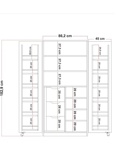 165 Derece Açılabilir 2 Kapaklı, 3 Çekmeceli, Kavanoz Raflı Kiler Ve Erzak Mutfak Dolabı Atlantik Çam Beyaz