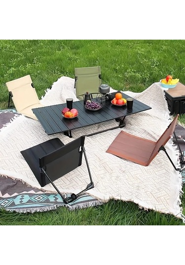 Dashanshop 1 Adet Kahverengi Ultra Hafif Katlanır Sandalye Kamp Plaj Bahçe Oxford Bez Alüminyum Boru Kahverengi