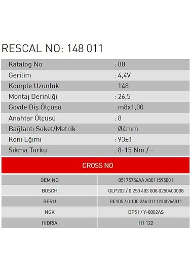 Isıtma Bujisi - Mercedes - Et148011