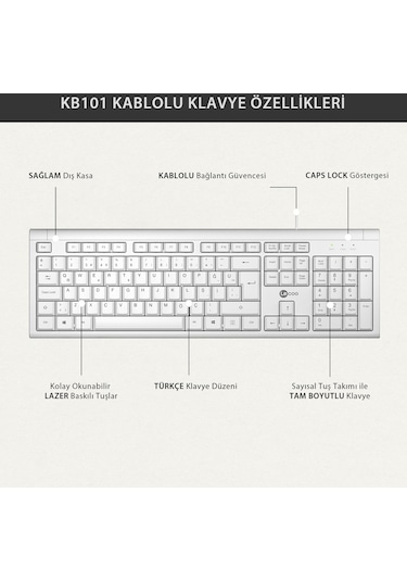 Lecoo KB101 USB Kablolu Türkçe Q Klavye