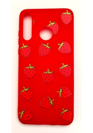 Huawei P30 Lite Uyumlu Ananas Resimli Yumuşak Slikon Kılıf Kırmız