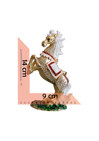 Kristal Taş İşlemeli Dekoratif At Figürlü Metal Mücevher Kutusu