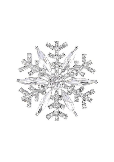1 Adet Kristal Kış Art Deco Kar Tanesi Çiçek Broş Pin Çok Renkli