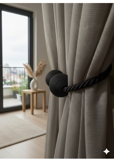 Mıknatıslı Perde Bağlama Aparat Aksesuarı Braçol Siyah