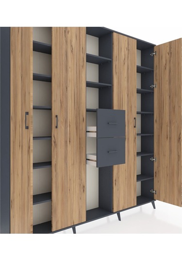 Arges Dolap 15 Raflı 2 Çekmeceli 4 Kapaklı 220x30x243 Antrasit-çam/antrasit Atlas Çam/antrasıt Arges Dolap 15 Raflı 2 Çekmeceli 4 Kapaklı 220x30x243 Antrasit-çam/antrasit Atlas Çam/antrasıt