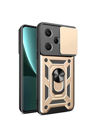Xiaomi Redmi Note 13 Pro Plus Kılıf Pars Lens Sürgülü Yüzüklü Standlı Korumalı Kılıf