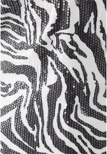 Rotate Zebra Desenli Pullu Uzun Kollu Tişört Beyaz