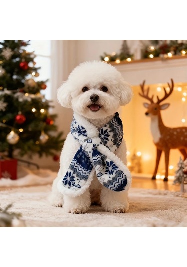 Elmpaly Mavi Desenli Sıcak Yumuşak Köpek Atkı Kazak Yelek Kışlık Küçük Orta Büyük