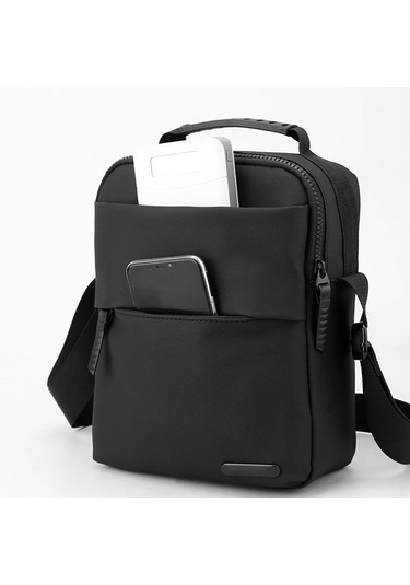 Siyah Çapraz Kol Taşıma Faturası Omuz Çantası Su Geçirmez Rahat Basit Omuz Çantası Trendy Erkek Çantası Siyah